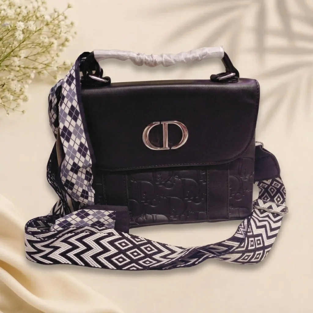 Christian Dior Black CD Flap Crossbody Bag