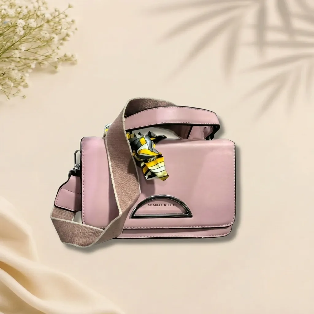 Charles & Keith Pink Scarf Crossbody Bag
